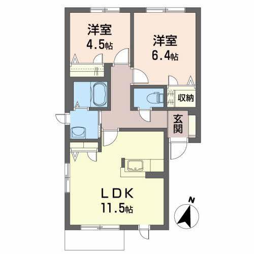カーサ フェリース(2LDK/1階)の間取り写真