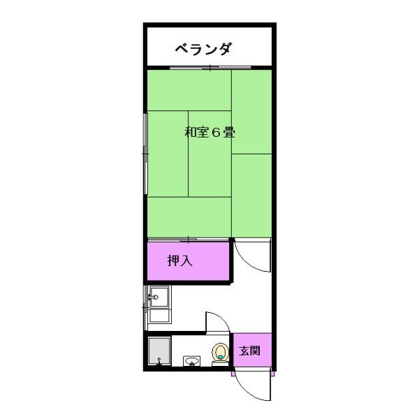宮城野コーポ(1K/3階)の間取り写真
