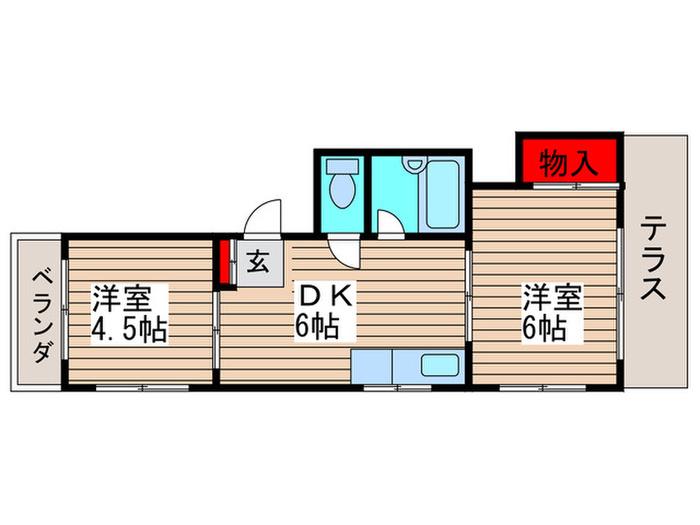 メゾン船橋法典(2DK/1階)の間取り写真