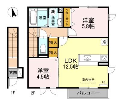 BIO HOUSE II(2LDK/2階)の間取り写真