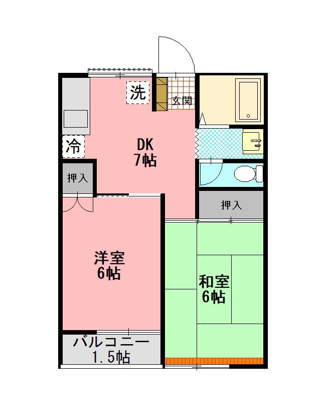コーポ大谷原(2DK/2階)の間取り写真