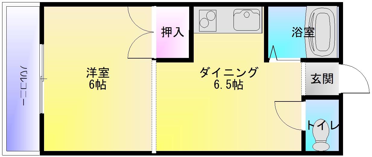 第2マウントハイツ太子(1DK/4階)の間取り写真