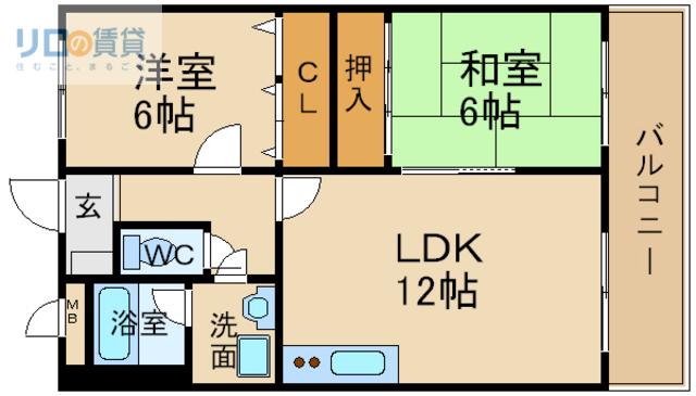 ル・エスト宝塚(2LDK/2階)の間取り写真