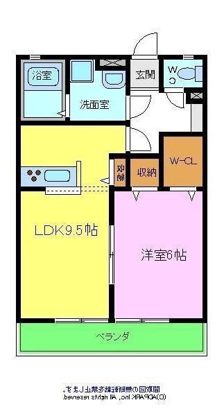エスポワールⅡA棟(1LDK/2階)の間取り写真
