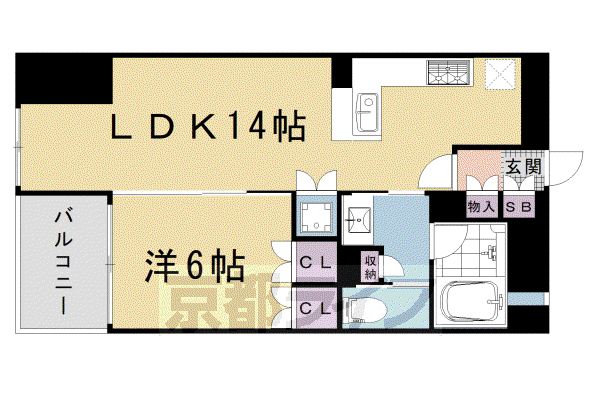 リーガル京都堀川五条通(1LDK/4階)の間取り写真