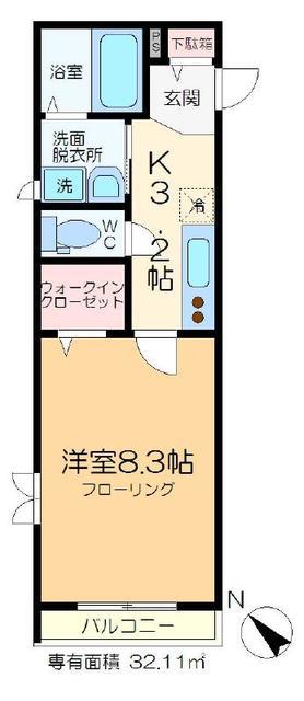 FELICIA しまむら(1K/2階)の間取り写真