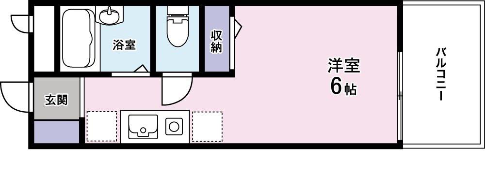 ドルフ武蔵新田(1K/2階)の間取り写真