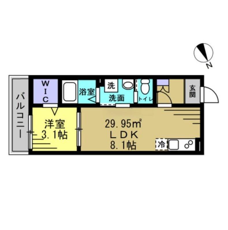ASJ南流山(1LDK/1階)の間取り写真