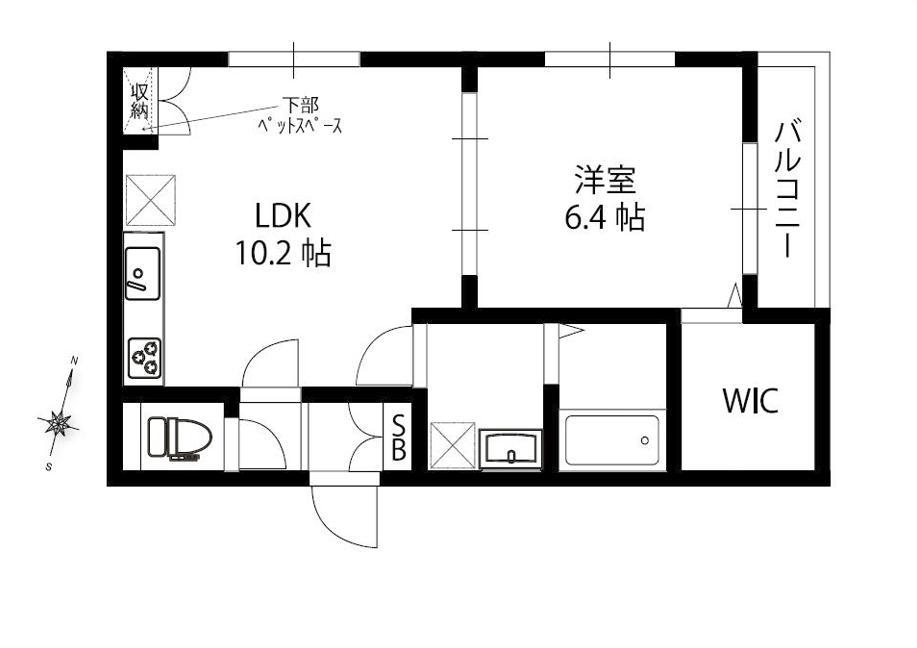 LUANA(1LDK/2階)の間取り写真