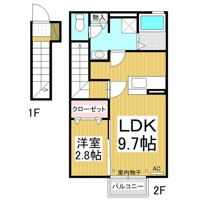 THE海津(1LDK/2階)の間取り写真