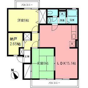ジュネス山口B(2SLDK/2階)の間取り写真