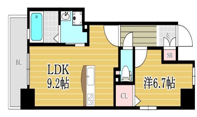 プレジールTJ(1LDK/9階)の間取り写真