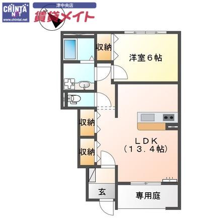 サニープレイス(1LDK/1階)の間取り写真