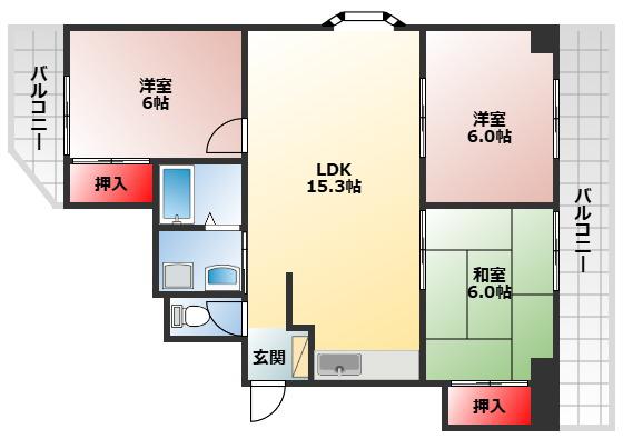 インテグラフェニックスI(3LDK/3階)の間取り写真