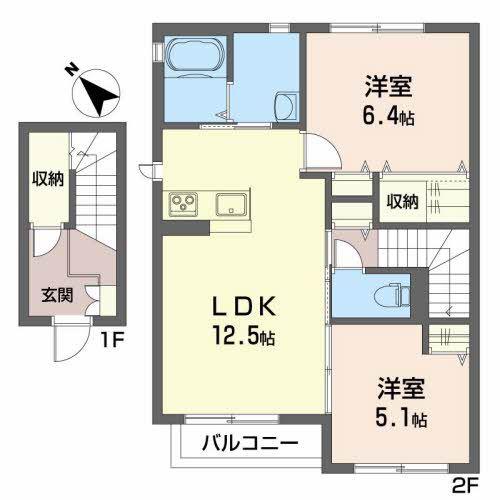 シャーメゾン桜新町(2LDK/2階)の間取り写真