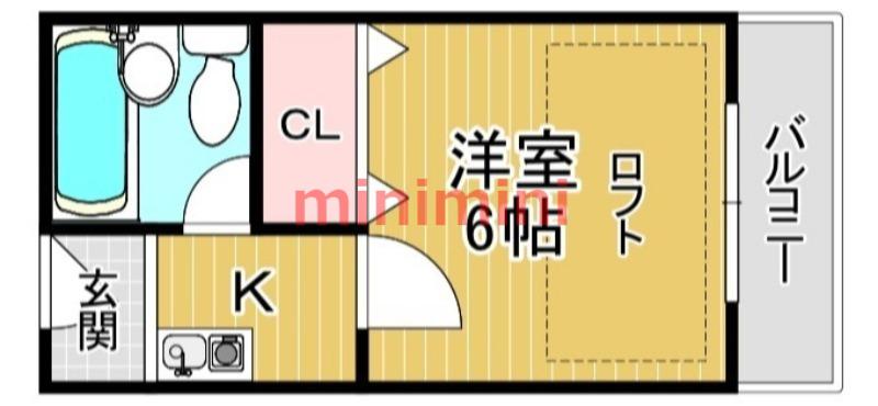 清水M1(1K/2階)の間取り写真