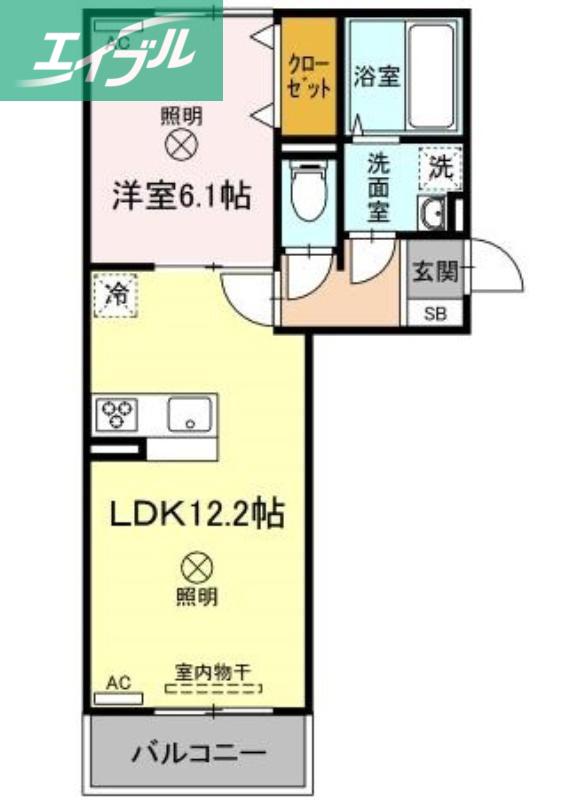 ELPIS II II棟(1LDK/2階)の間取り写真