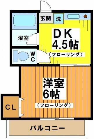 コア松原(1DK/1階)の間取り写真