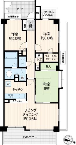サンヴェール南馬込(3LDK/2階)の間取り写真