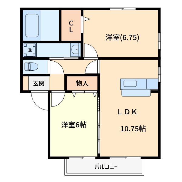 リビングタウン東浦和(2LDK/1階)の間取り写真