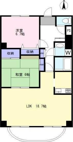 サンポワール宇都宮(2LDK/7階)の間取り写真