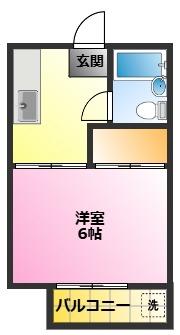 ホワイトコートカヤ(1K/1階)の間取り写真
