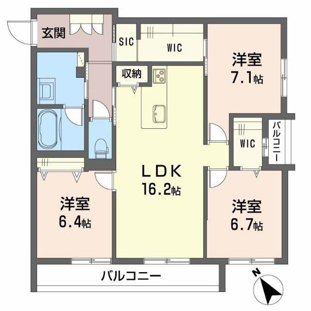 SHAMAISON グランフィリア(3LDK/2階)の間取り写真