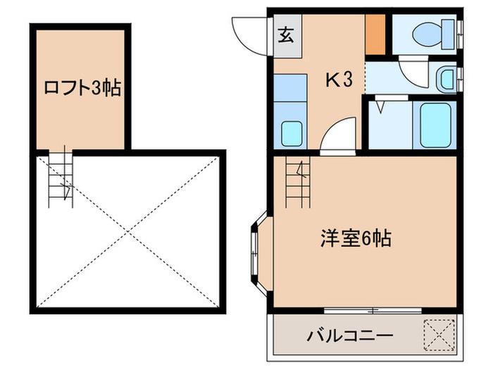 アルカディア梅林 PART1(1K/1階)の間取り写真