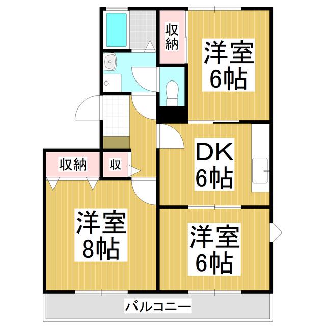 グランドール三輪(3DK/3階)の間取り写真