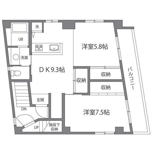 ラ・ヴェル上北沢(2DK/3階)の間取り写真