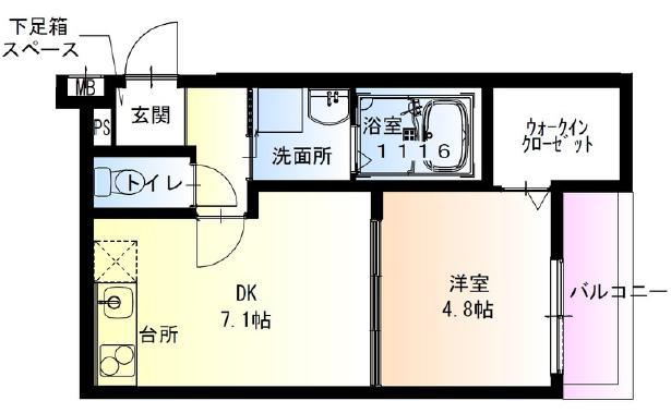フジパレス夙川香櫨園ノース(1DK/1階)の間取り写真