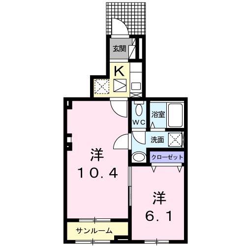 ピラーズ 石田(2K/1階)の間取り写真