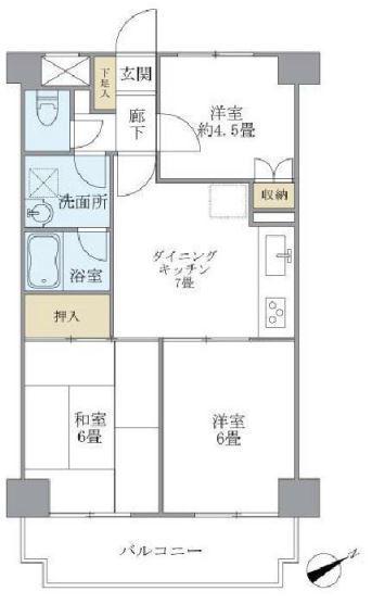 ヴェーネル滝沢(3DK/12階)の間取り写真