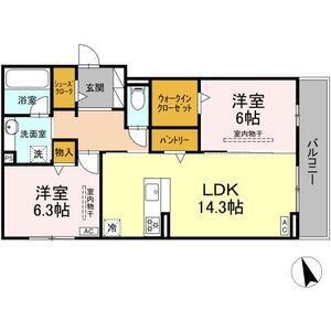 セイグレイス(2LDK/3階)の間取り写真