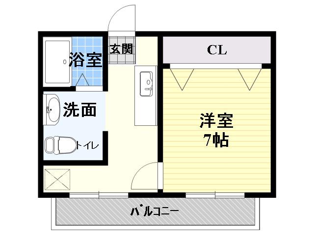 清水728ハイツ(1DK/1階)の間取り写真