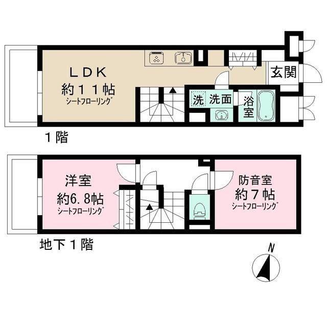 アドミラル碑文谷(1SLDK/1階)の間取り写真