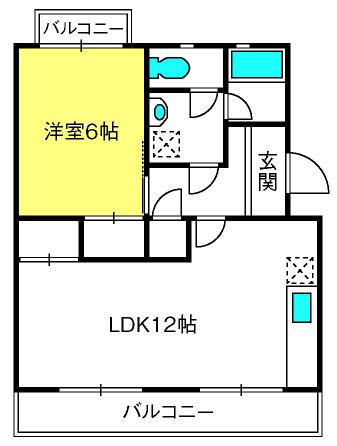 中根マンション(1LDK/1階)の間取り写真