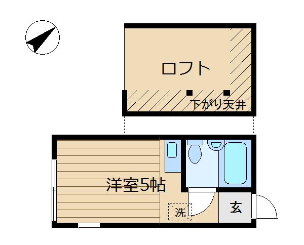 フラット荏田(ワンルーム/2階)の間取り写真