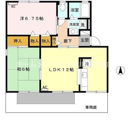 ハイカムール野田(2LDK/1階)の間取り写真