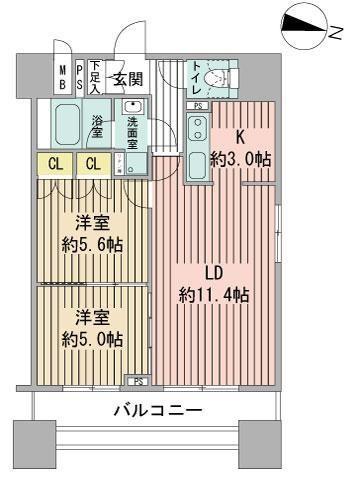 パークアクシス札幌植物園前(2LDK/9階)の間取り写真