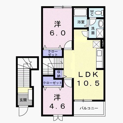 さくらセレッソA(2LDK/2階)の間取り写真