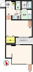 カシミール長町(1K/1階)の間取り写真