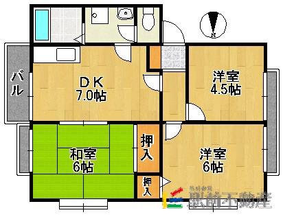 サンライズ三苫(3DK/2階)の間取り写真