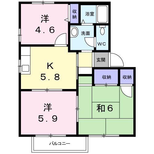 ガーデンパレス A棟(3K/2階)の間取り写真