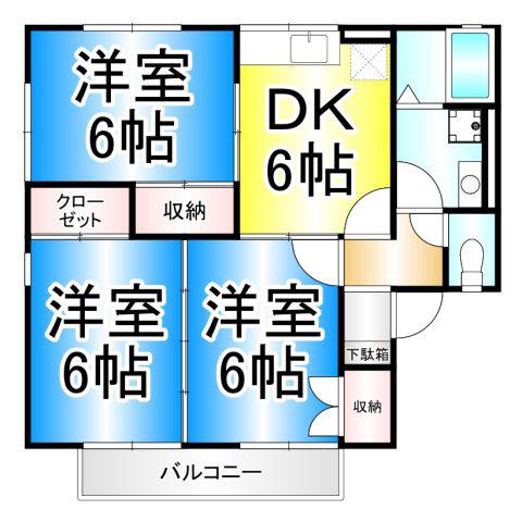 スカイガーデン青沼(3DK/1階)の間取り写真