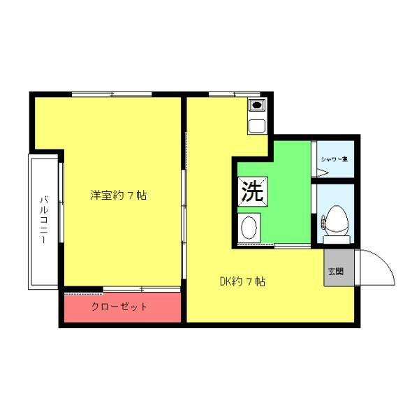 石井ビルB棟(1DK/3階)の間取り写真
