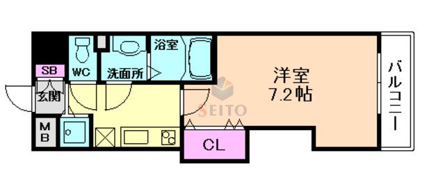 ラグゼ十三(1K/12階)の間取り写真