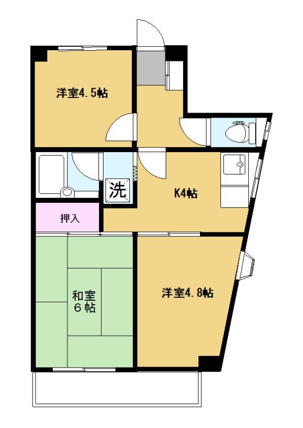 コスモパレス(3K/4階)の間取り写真