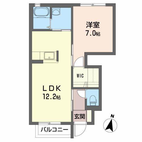 マルモーレ B(1LDK/1階)の間取り写真