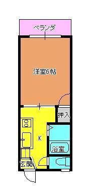 姫山ハイツB(1K/2階)の間取り写真